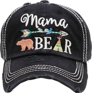 Bayan beyzbol şapkası sıkıntılı Vintage özelleştirmek işlemeli yama şapka anne ayı plaj saç yok bakım açık parti şapkaları