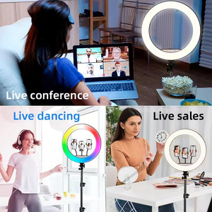 Luce ad anello calda <span class=keywords><strong>bianca</strong></span> da 22 pollici con treppiede da 200cm con luce circolare a LED regolabile RGB per TikTok/trucco/<span class=keywords><strong>YouTube</strong></span> - Product Image 4