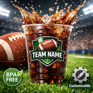 Wholesale Eco-friendly BPA Free PET Single Wall Stadium Cups 16oz/20oz/24oz/32oz Custom Logo Football Theme Party Souvenirs