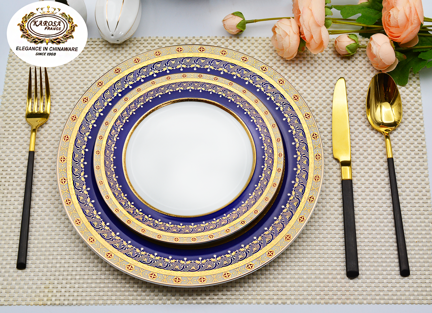 MAONAME Set 12 Sottopiatti Rotondi Oro Con Perline – Diametro 33 Cm – In Plastica – Eleganti Per Matrimoni, Feste E Cene - 4