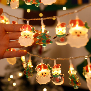 Guirlande lumineuse plate de Noël avec bonhomme de neige et Père Noël en plastique pour vitrine, décorations d'arbre et cadeaux - Product Image 1