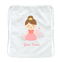 Sac à dos à cordon blanc personnalisé pour enfants, motif princesse de dessin animé, JOPHY CO. |   100% coton |