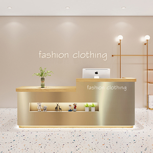 Hiện đại đơn giản thép không gỉ thu ngân truy cập Chất lượng cao văn phòng tiếp tân bàn khách sạn phòng tập thể dục tùy chỉnh quầy lễ tân - Product Image 4