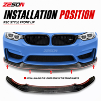 Splitter Bibir Depan Serat Karbon Asli Gaya RSC untuk BMW M3 M4 F80 F82 2014-2018 Spoiler Bumper M Performance Retrofit