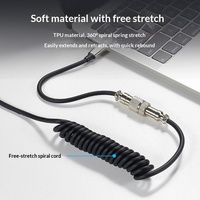 HEXGEARS Kabel Keyboard Gulung TPU 1.8m, Kabel Data Pengisian Daya Tipe C ke USB A dengan Konektor Aviation untuk Keyboard Mekanik