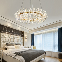 Lustre rond doré de luxe de l'usine de Zhongshan, décoration intérieure, hôtel, salon, villa, lampe suspendue, cristal de haute qualité