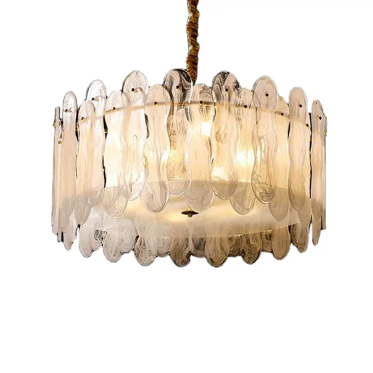Hotel Indoor Lighting Murano Glass Chandeliers Pendant Lights Lamp Modern E14 Iron Gold Home Decoration