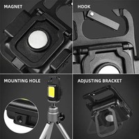 Senter Mini COB Terang Berbahan Aluminium Alloy, Dapat Diisi Ulang, Lampu Kerja LED Gantungan Kunci, Tipe C Magnetik Dengan Lubang Pemasangan Braket Pengait