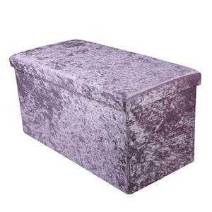 Pouf de rangement en velours, couleur champagne violet clair, pour la maison, pour les nécessités quotidiennes - Product Image 5