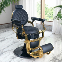 Chaise de barbier réglable rétro classique pour salons de beauté équipement de coiffure en cuir synthétique avec pompe hydraulique