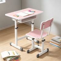 Ensemble de bureau et chaise d'école réglables en hauteur, en métal moderne et durable, respectueux de l'environnement, pour la maison, le bureau et les étudiants