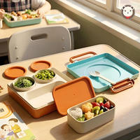 Boîte à lunch multifonctionnelle à 3 compartiments en PP avec cuillères amovibles - Passe au lave-vaisselle, portable, écologique, empilable