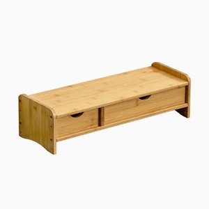 Computer Monitor <b>Riser</b> Desktop Storage Rack With Raised Base 2 Tier Wood Organizer For Office <b>Desk</b> Neatening - Product Image 3