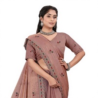 Saree Satin Fandy Desainer India Vexotrend untuk Wanita, Desain Patola yang Indah, Gaya Tradisional untuk Pesta Pernikahan, Bebas Kerut
