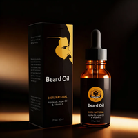 Bouteilles d'huile à barbe noire de luxe avec logo personnalisé, huile à barbe naturelle et biologique, extraits de Fo-Ti, hydratant, OEM pour la croissance et les soins de la barbe