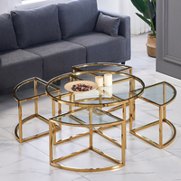 Table basse indienne pliante en verre courbé, échantillon gratuit, cristal rotatif, dauphins, or et rouge, ensembles bon marché
