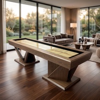 Table de shuffleboard en bois massif, table de jeu d'intérieur de luxe, placage de bois personnalisé, table de jeu de shuffleboard pour la maison, la villa, la salle de jeux