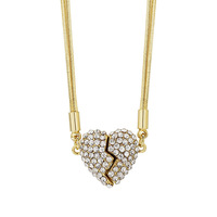Collier Magnétique en Acier Inoxydable avec Pendentif Coeur en Cristal de Zircons