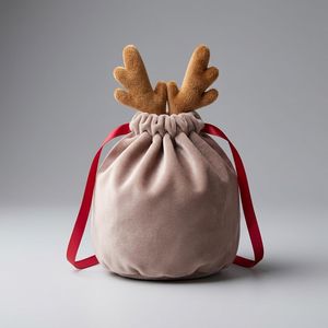 Custom Logo Personalized Reindeer Antler Red Velvet <strong>Christmas</strong> Drawstring Pouch Holiday Candy Jewelry <strong>Gift</strong> <strong>Bag</strong> 2026 - Product Image 4