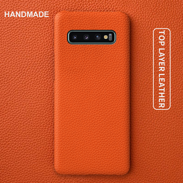 Luxury Real Leather Waterproof Phone Case for for S10/S10 Plus/S10E with Magnetic Ring Holder