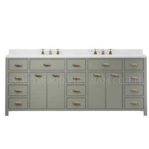Sage Green Hotel Use 84 Inch Modern Water Resistant <b>Bathroom</b> <b>Vanity</b> with Drawers Floor Standing Solid Wood Plywood Cabinet - Product Image 1