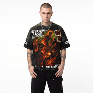 Oversized T-Shirt Men 240 GSM 100% Cotton Drop Shoulder Streetwear <b>Hip</b> Hop Custom Print Vintage Blank Heavyweight Men's T-Shirts - Product Image 3