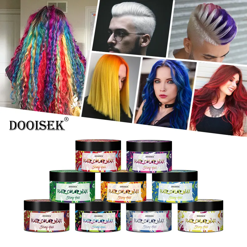 Pasta de cera de Color para el cabello, Gel de crema temporal para peluquería profesional, 9 colores