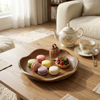 Décorations rustiques modernes pour la maison, bol à fruits et à servir en bois d'acacia, bol décoratif en bois moderne à bords festonnés de taille moyenne
