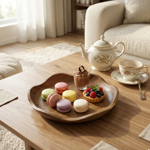 ของตกแต่งบ้านสไตล์โมเดิร์นรัสติก ชามไม้สักสำหรับใส่<span class=keywords><strong>ผล</strong></span><span class=keywords><strong>ไม้</strong></span>และเสิร์ฟอาหาร ชามไม้ตกแต่งขอบหยักขนาดกลาง - Product Image 5