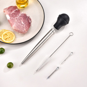 Stainless Steel Turkey Needle 4 Piece Set With Cleaning Brush And Seasoning Pump For Meat Injection Barbecue Tool - Product Image 1