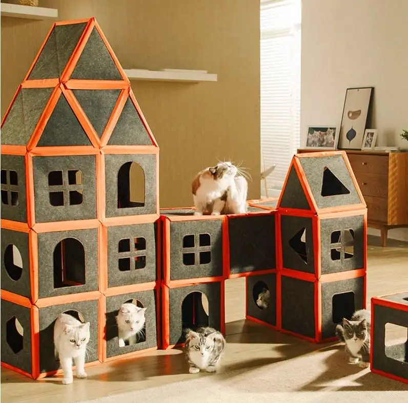 Оптовая продажа, картонный кошачий домик, дышащий коврик, складные игрушки для кошек и дома для кошек