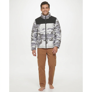 Vestes en duvet pour hommes, doudoune chaude d'hiver, logo personnalisé, veste à bulles pour hommes avec capuche - Product Image 1