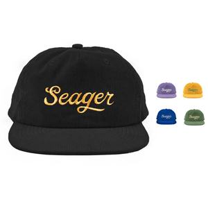 Casquette en velours côtelé à 5 panneaux non structurée avec logo brodé personnalisé, casquette snapback noire - Product Image 1