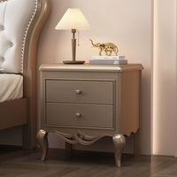 Mesita de Noche Moderna y Sencilla en Color Champán con Cajones para Dormitorio o Sala de Estar, Estilo Americano de Lujo Ligero