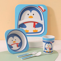 Ensemble de vaisselle pour enfants en fibre de bambou assiettes à manger pour bébé bol et bol de dessin animé créatif
