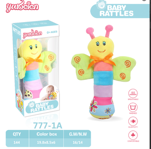 Juguete Sonajero de Peluche Suave para Bebés, <span class=keywords><strong>6</strong></span> Diseños de Animales (Abeja/León/Elefante/Oso/Jirafa), Sonajero Sensorial para la Dentición de Bebés Recién Nacidos - Product Image 4