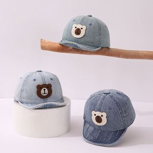 Casquette de baseball en jean pour enfants, chapeau souple pour bébé avec motif de dessin animé, tissu courant, 6 panneaux, broderie 3D, toutes saisons - Product Image 4