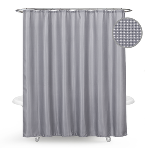 Rideaux <span class=keywords><strong>de</strong></span> douche en tissu jacquard brodé très résistants, gaufré gris <span class=keywords><strong>de</strong></span> qualité hôtelière - Product Image 1