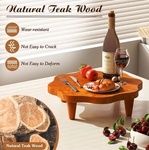 Support de pied en bois de <span class=keywords><strong>teck</strong></span> de 16 pouces en forme de fleur Support de <span class=keywords><strong>plante</strong></span> de ferme pour la décoration intérieure - Product Image 5