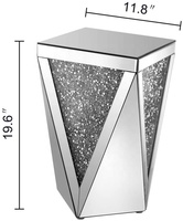 Nouveau diamant écrasé brillant mdf fait à la main miroir Table d'appoint Base triangulaire Table de lampe d'extrémité petite Table basse bon marché avec miroir