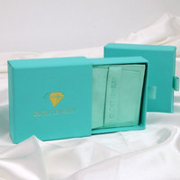 Boîte cadeau pour bijoux en papier bleu, petite, en carton, pour emballage de vente de fournisseur personnalisé, bleu Tiffany