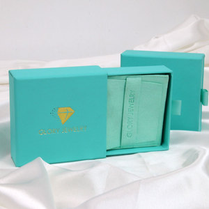 Scatola Regalo per <span class=keywords><strong>Gioielli</strong></span> in Carta Blu Tiff, Confezione Personalizzata per Fornitori, Piccola Scatola in Cartone per Imballaggio <span class=keywords><strong>Gioielli</strong></span> - Product Image 2