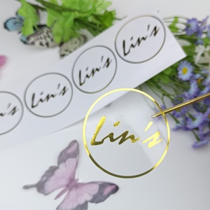 Sang trọng biểu tượng tùy chỉnh nhãn mỹ phẩm không thấm nước tự dính lá vàng PVC Sticker - Product Image 3