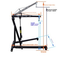 Nouveau palan hydraulique de moteur de voiture Mobile 3T grue pliante multifonctionnelle 2T avec élingue de chaîne en acier matériau en acier de haute qualité