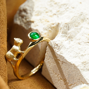 Aazuo Luxury 18K Solid Yellow Gold Real Diamond Natural Emerald High Quality Original Animal Ring <b>Gift</b> For Ladies Birthday Party - Product Image 5