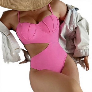 Maillot de bain une pièce pour femme, uni, avec découpes, soutien-gorge coquille push-up, séchage rapide, rembourrage amovible, monokini de créateur 2023 - Product Image 2