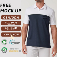 Polo brodé personnalisé de haute qualité pour hommes, polo de golf bicolore, manches courtes, bloc de couleurs, OEM, marque privée, vente en gros