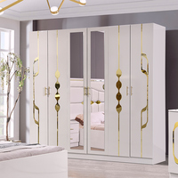 Ensembles de Chambres à Coucher Royales de Luxe Grand Format, Meubles de Chambre Turcs Dorés Élégants avec Miroirs et Éclairage LED, Prix Abordables