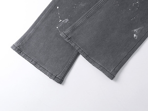 Pantalon cargo en denim vintage tricoté, jeans empilés personnalisés aux couleurs contrastées, avec empiècements pour jeans évasés - Product Image 5