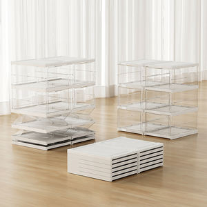 Organizador de caja de zapatos plegable multifuncional de plástico transparente moderno personalizado fácil de limpiar para guardar variedad de zapatos en la sala de estar - Product Image 3